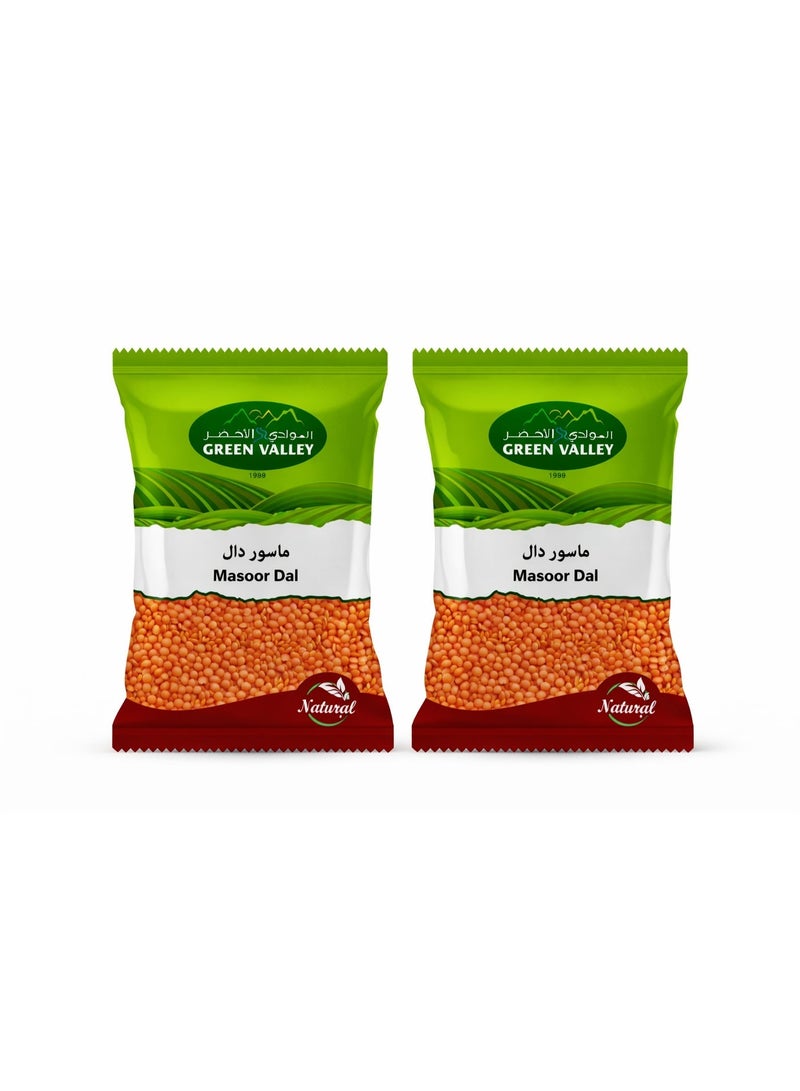 Green Valley Red Split Lentils (Masoor Dal) 1 kg x 2 Pack – Premium Quality Pulses (2 kg Total) - Image 1
